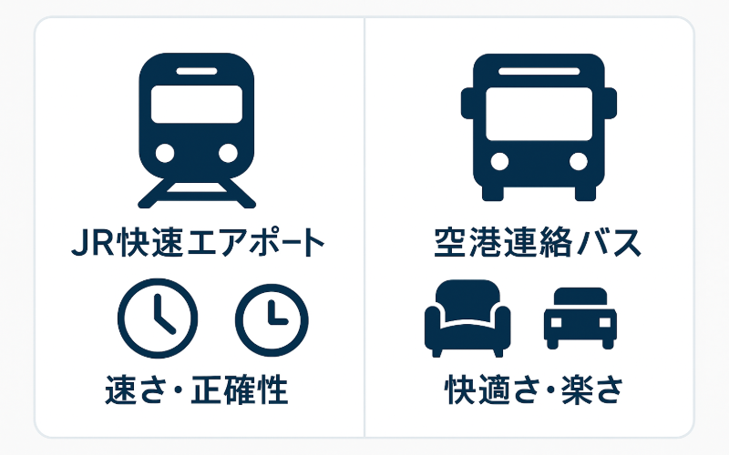 JR快速エアポートと空港連絡バスの比較