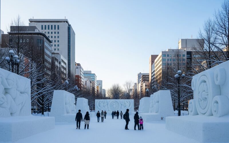 混雑の少ない平日の午前中のさっぽろ雪まつり大通会場