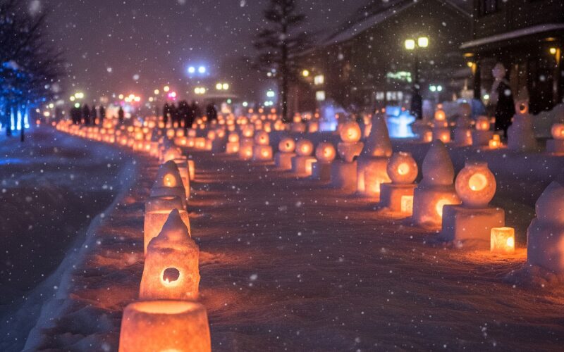 小樽雪あかりの路の幻想的なスノーキャンドル