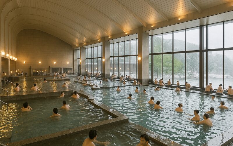 第一滝本館の広々とした大浴場