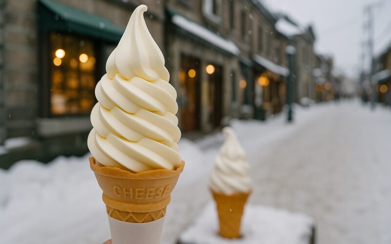 小樽の堺町通りでスイーツを食べる