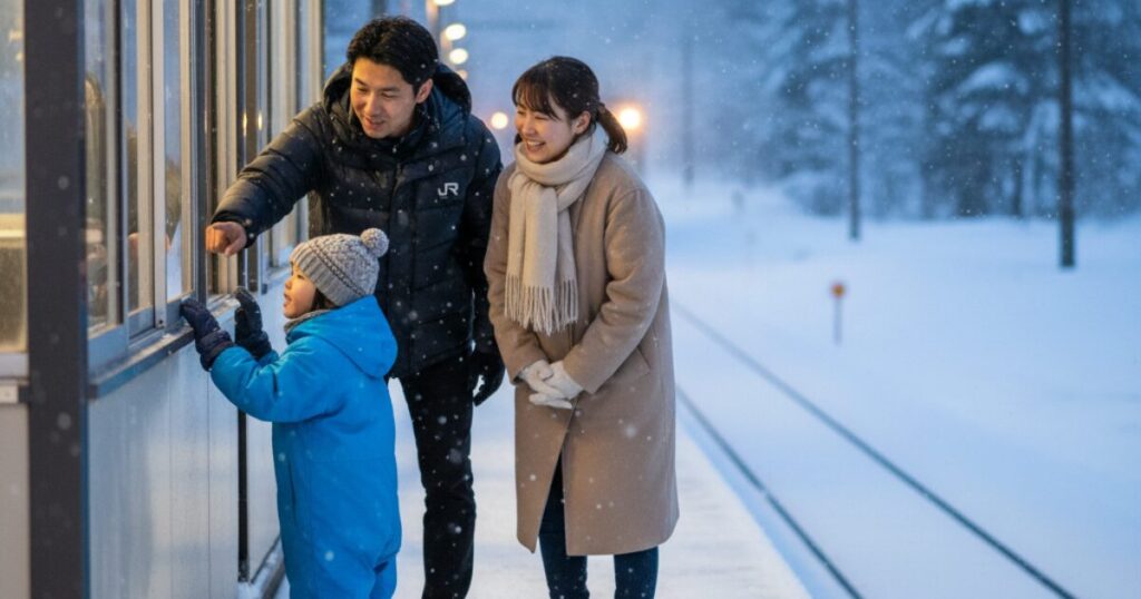 冬の北海道をJRで移動する子連れ家族