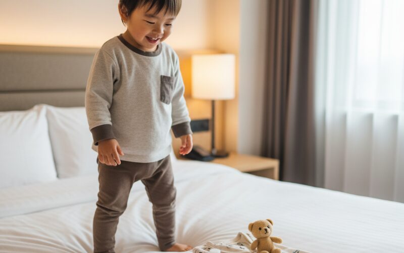 札幌のホテルでキッズアメニティを喜ぶ子供